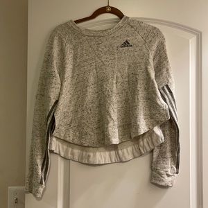 Adidas Xs Heather Gray Crop 3 stripe  Sweatshirt